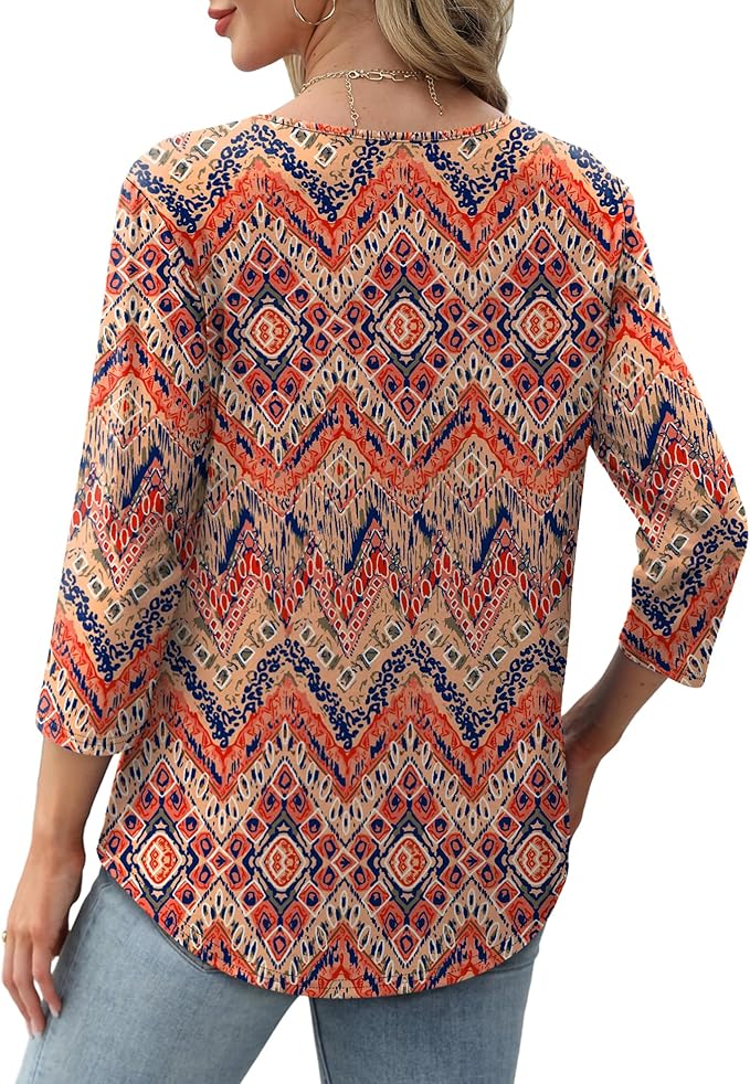 Structured 3/4 Sleeve Blouse for Women | Versatile Office Top