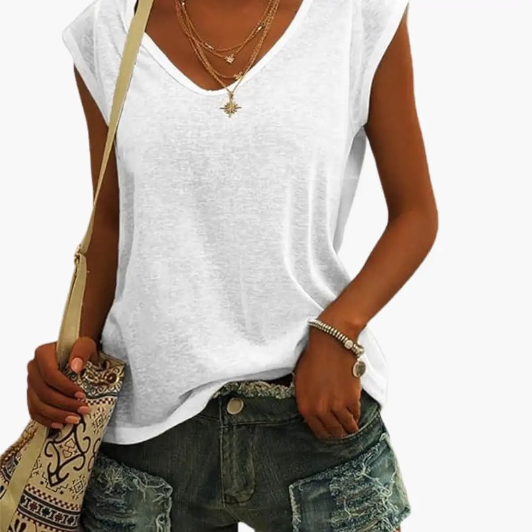 Relaxed Everyday V Neck Sleeveless Top for Women