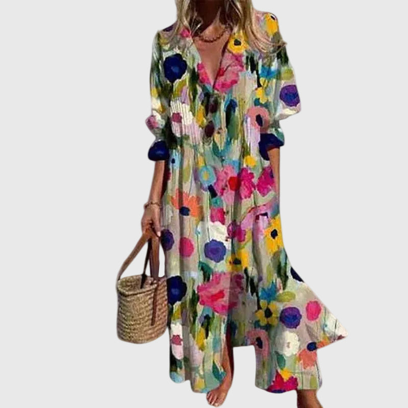 Bohemian Maxi Dress Multicolor Flowing for Women