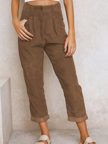 Relaxed High Waist Casual Trousers for Women