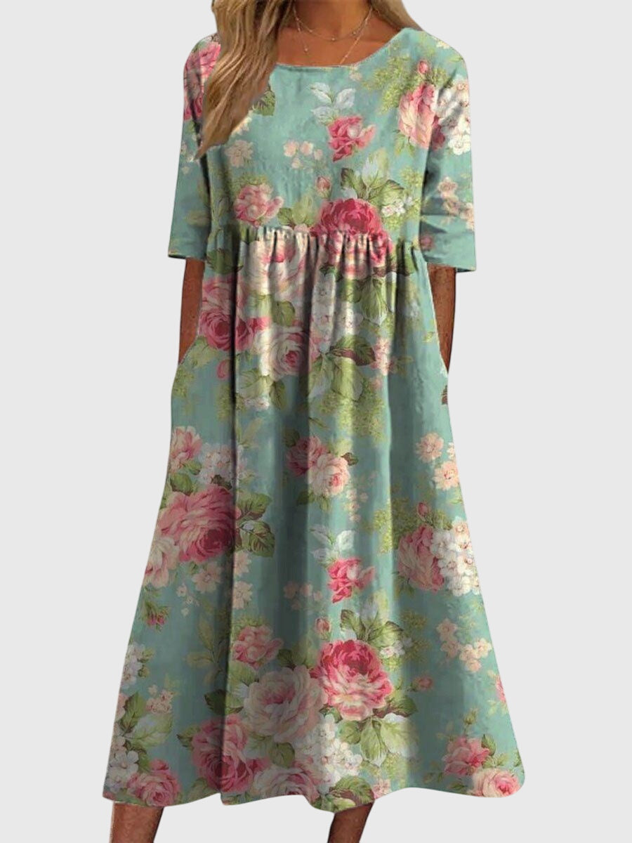 Embroidered Flowy Midi Dress for Women, Multiple Colors