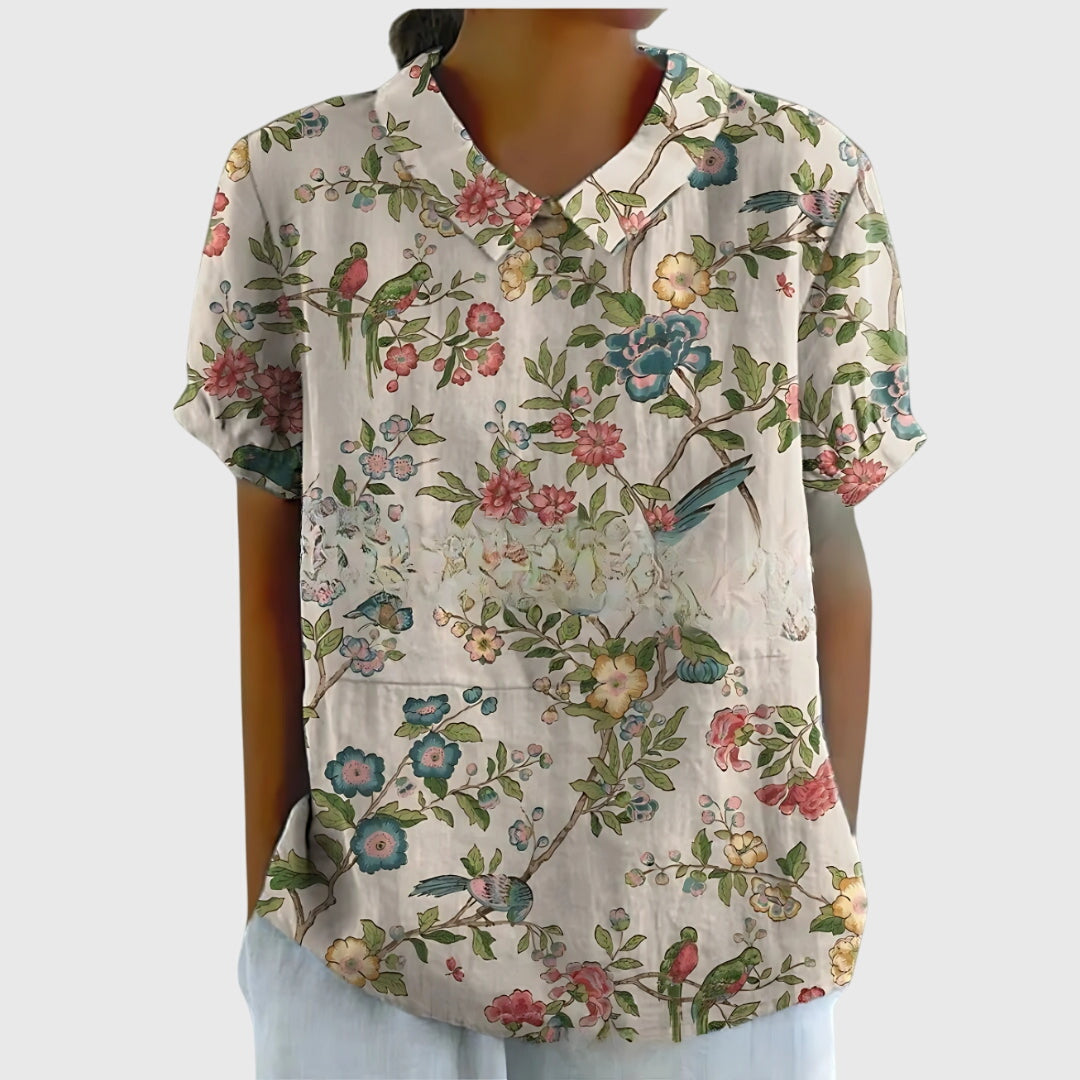 Jenna Floral Blouse for Women - Lightweight Casual Top