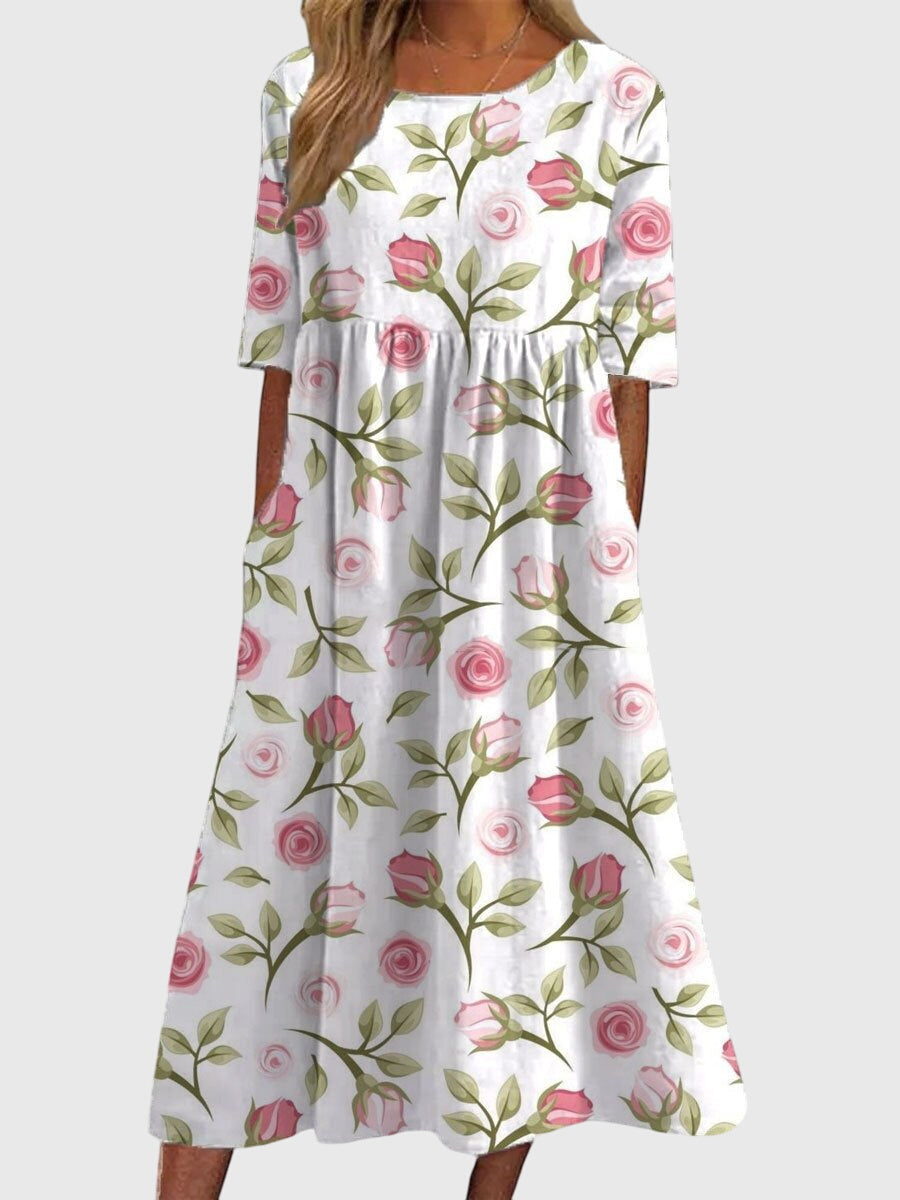Embroidered Flowy Midi Dress for Women, Multiple Colors