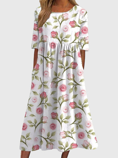 Embroidered Flowy Midi Dress for Women, Multiple Colors