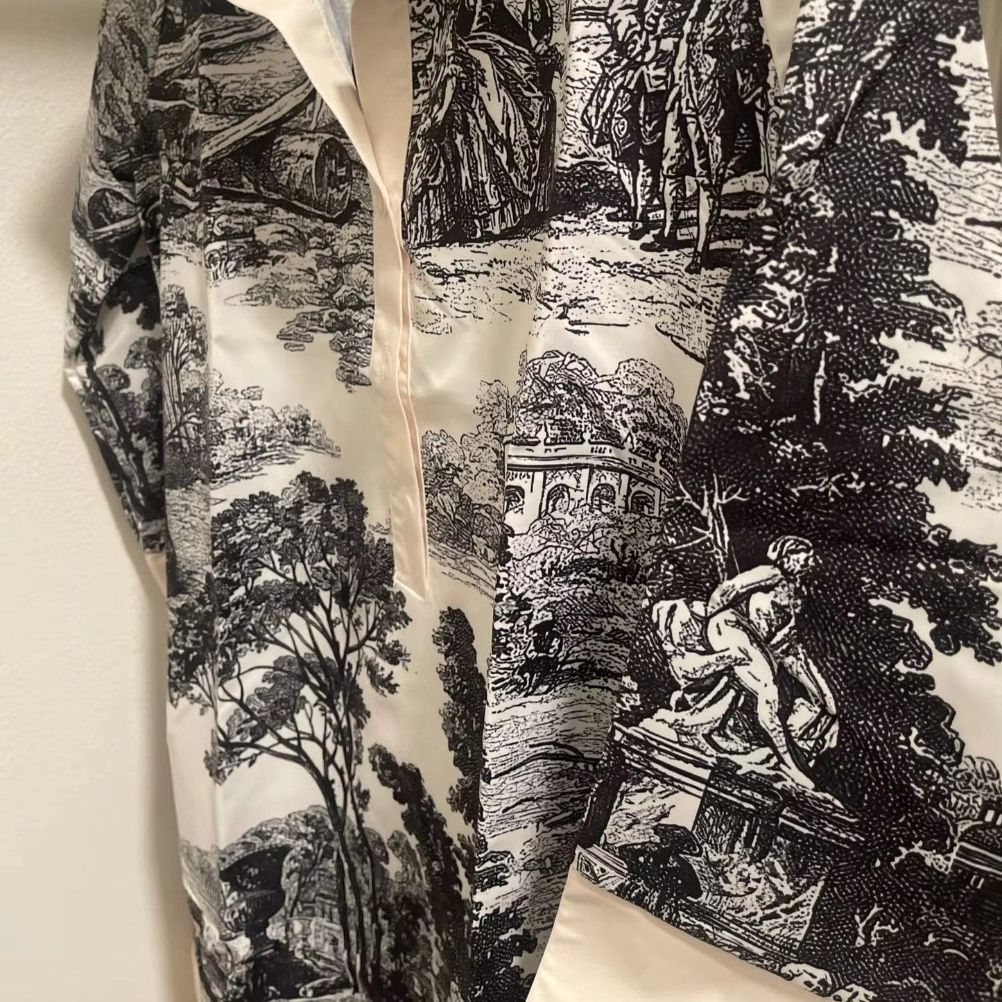 Vintage Toile Print Mini Tunic Dress for Women