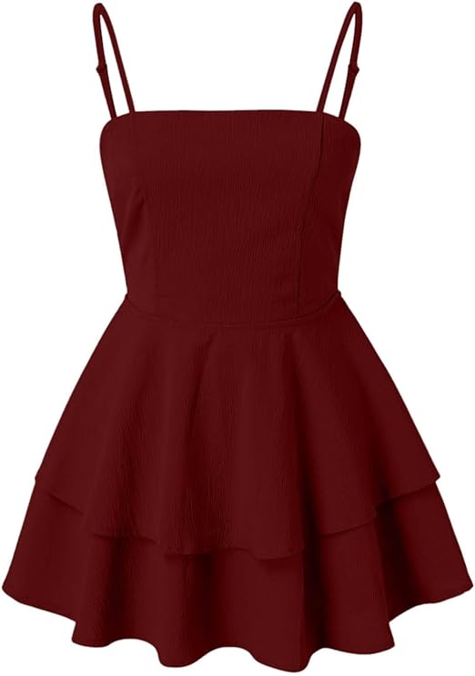 Amaya Ruffle Mini Dress Spaghetti Straps Women