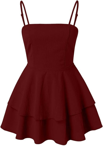 Amaya Ruffle Mini Dress Spaghetti Straps Women
