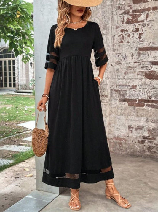 Elegant Midi Dress Women Long Sleeve Flowing Style