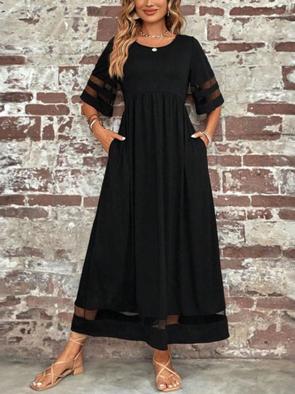 Elegant Midi Dress Women Long Sleeve Flowing Style