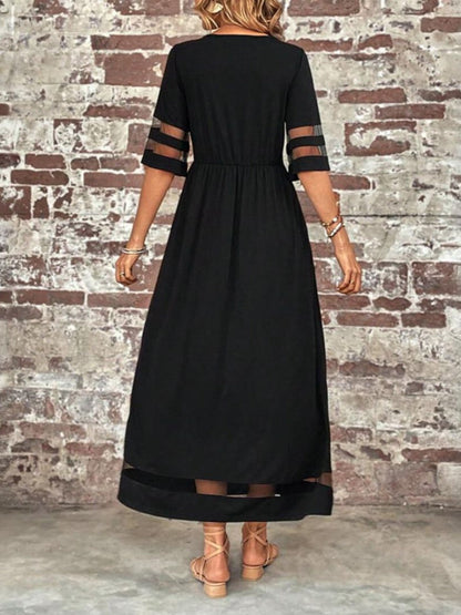 Elegant Midi Dress Women Long Sleeve Flowing Style
