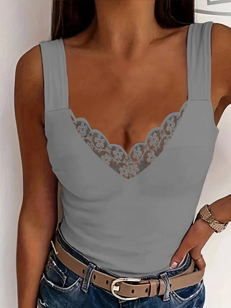 Women’s Lace Trim Sleeveless Tank Top
