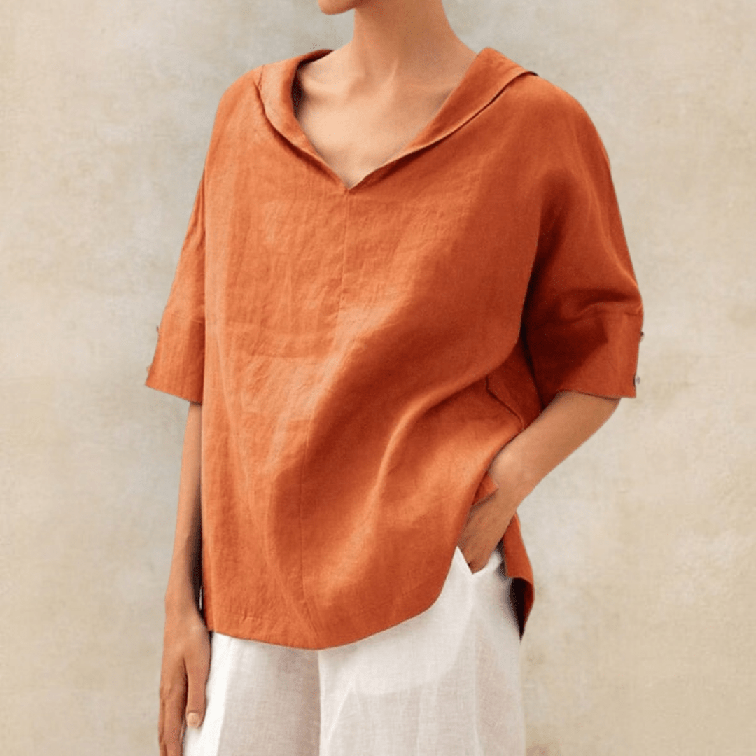 Women's Casual Collared V-Neck Tunic Top
