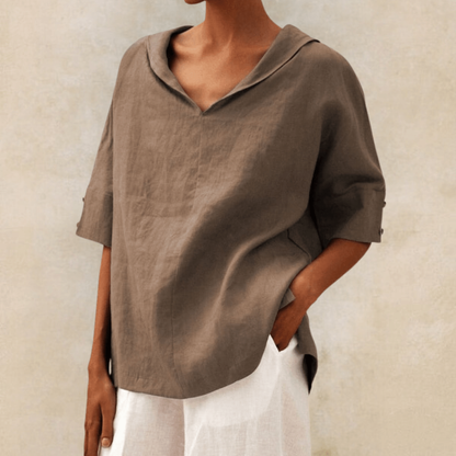 Women's Casual Collared V-Neck Tunic Top