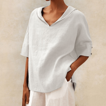 Women's Casual Collared V-Neck Tunic Top