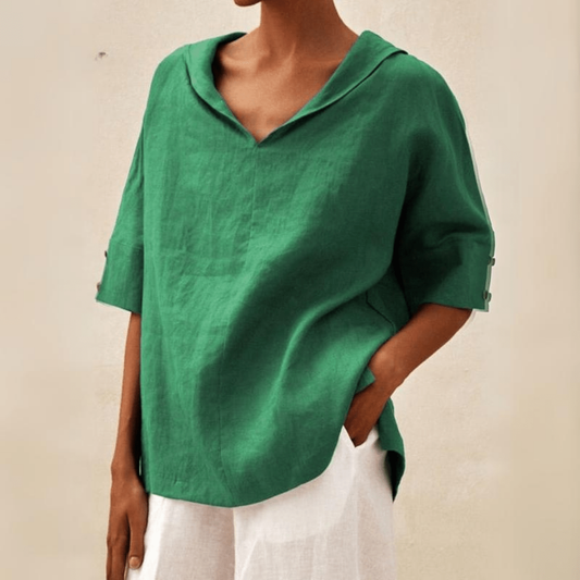Women's Casual Collared V-Neck Tunic Top