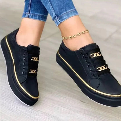 Minimalist Casual Sneakers with Gold Detail