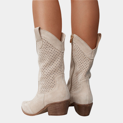 Perforated Western Boots Women Casual Chic Look