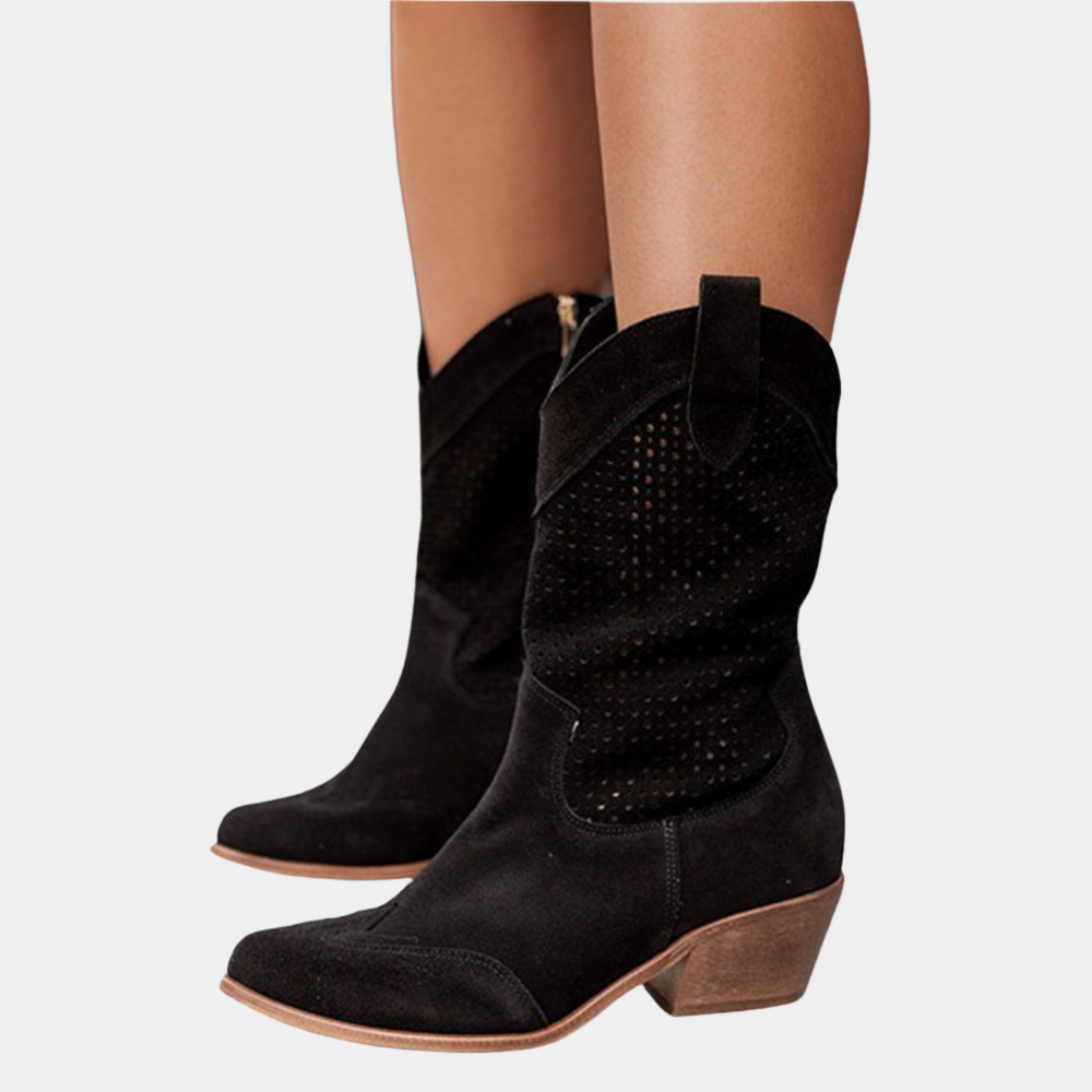 Perforated Western Boots Women Casual Chic Look