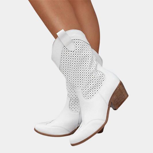 Perforated Western Boots Women Casual Chic Look