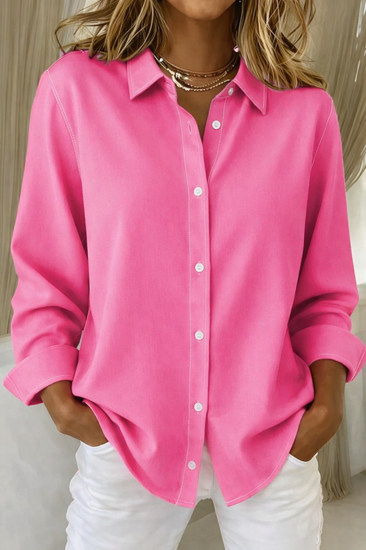 Classic Long Sleeve Button-Up Shirt with Relaxed Fit