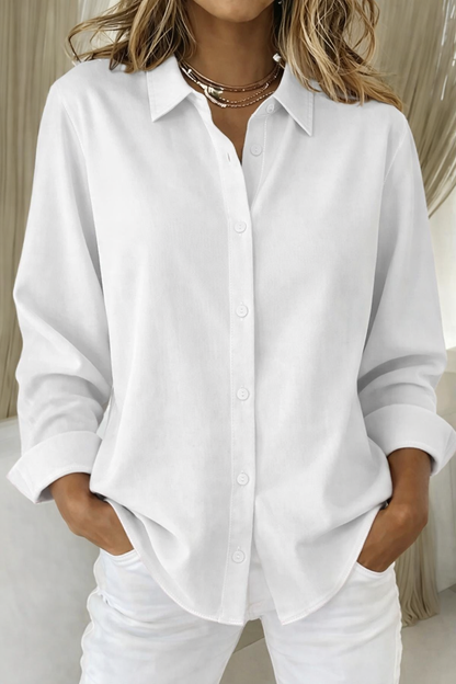 Classic Long Sleeve Button-Up Shirt with Relaxed Fit