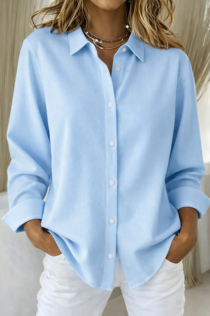 Classic Long Sleeve Button-Up Shirt with Relaxed Fit