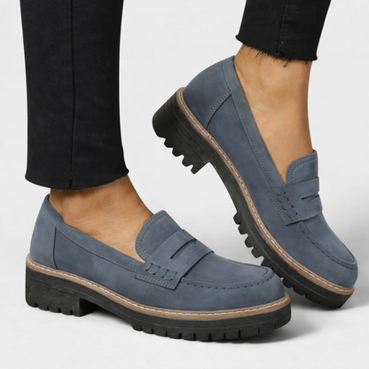 Cushioned Slip-On Loafers Chunky Heel