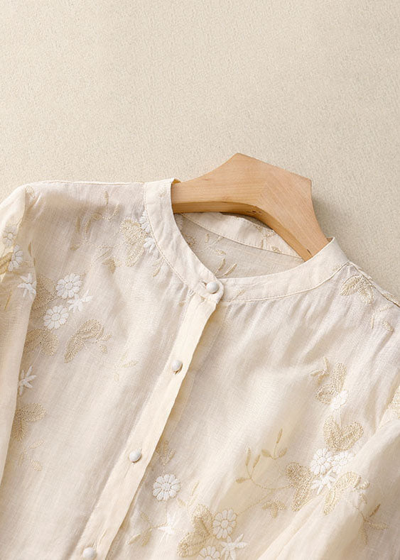 Floral Embroidered Sheer Layer Blouse for Women