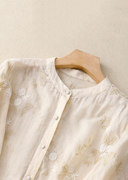 Floral Embroidered Sheer Layer Blouse for Women