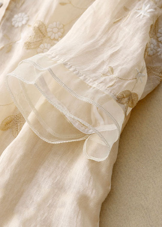 Floral Embroidered Sheer Layer Blouse for Women