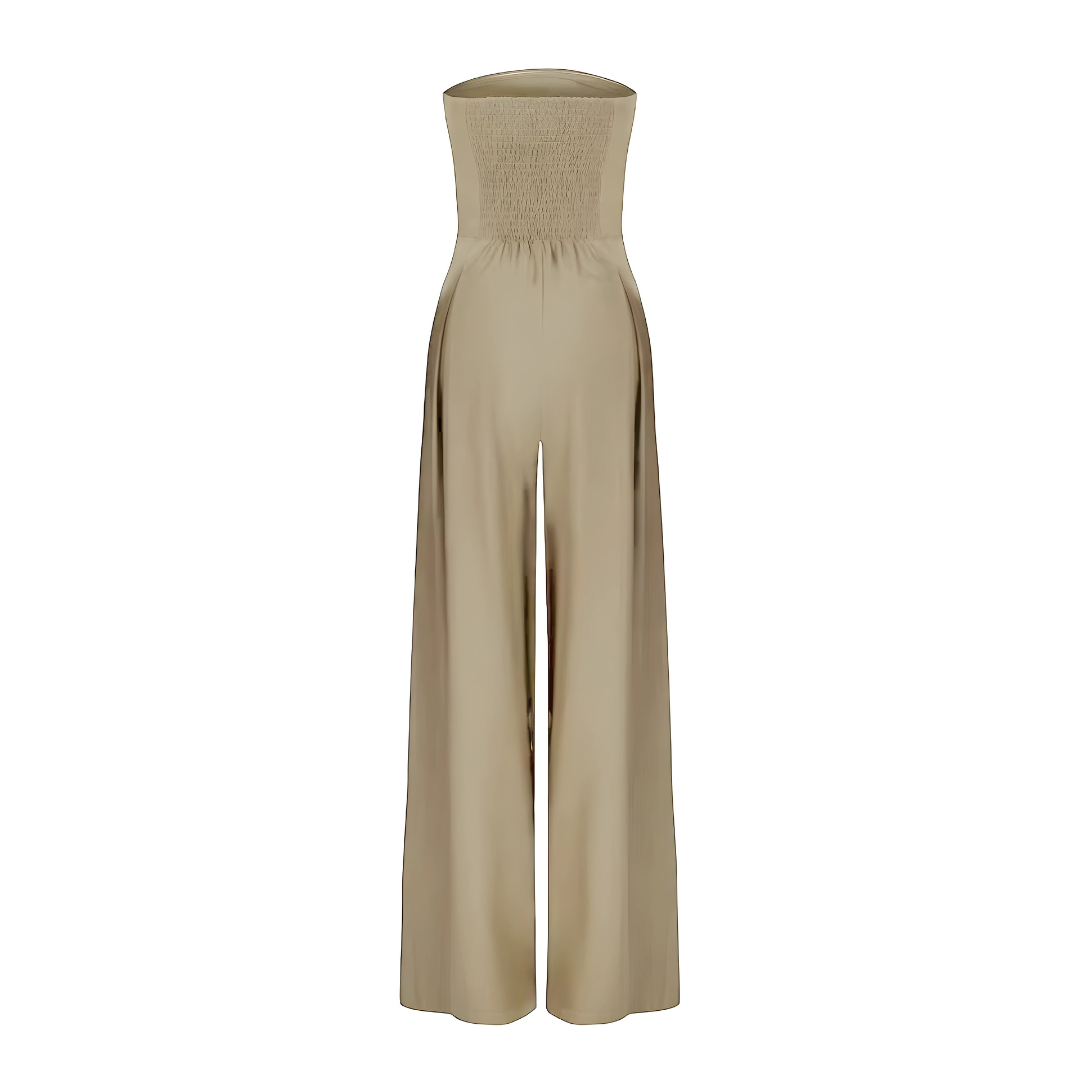 Elegant Strapless Wide Leg Jumpsuit with Pockets