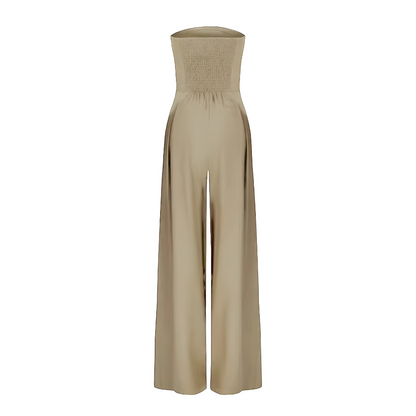 Elegant Strapless Wide Leg Jumpsuit with Pockets