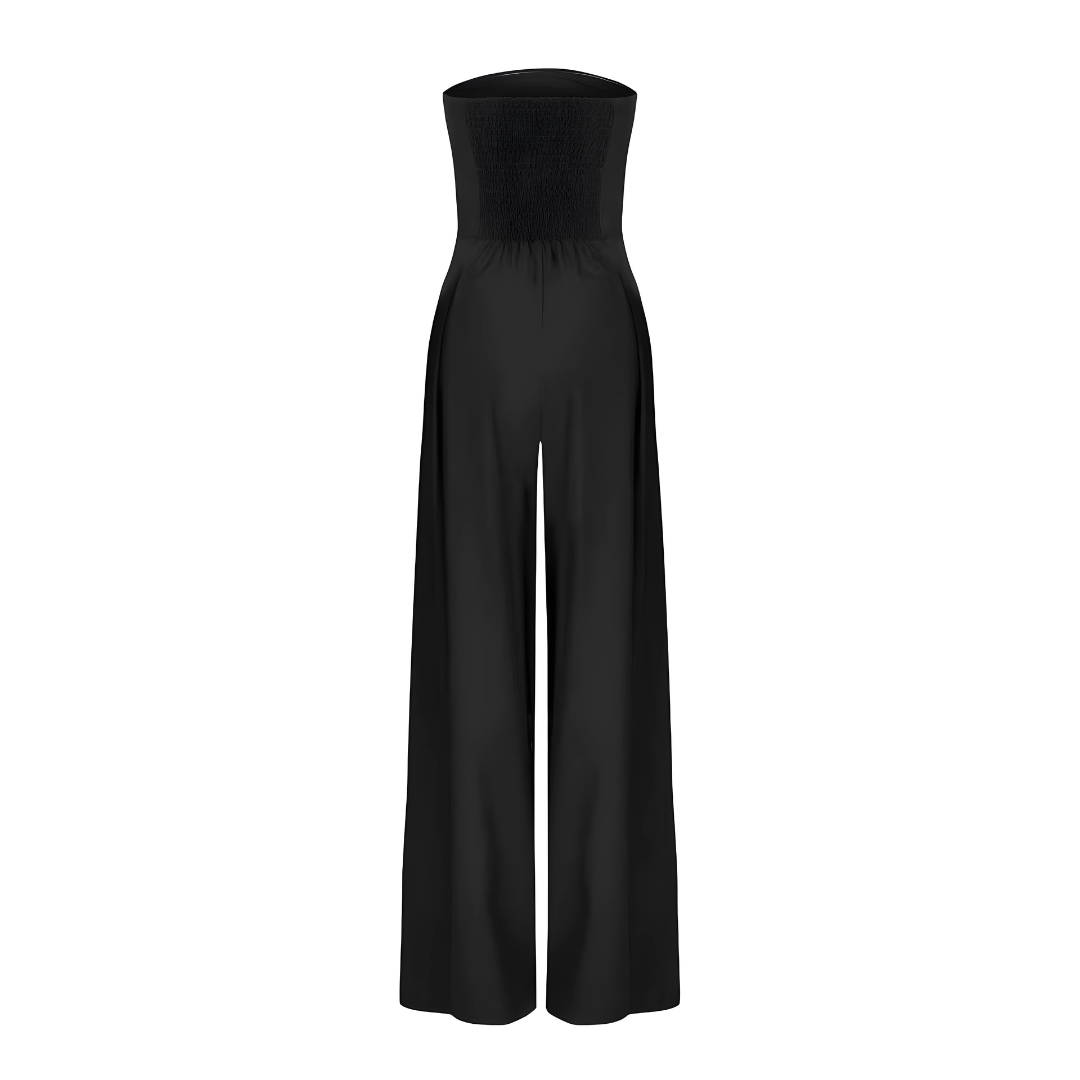 Elegant Strapless Wide Leg Jumpsuit with Pockets