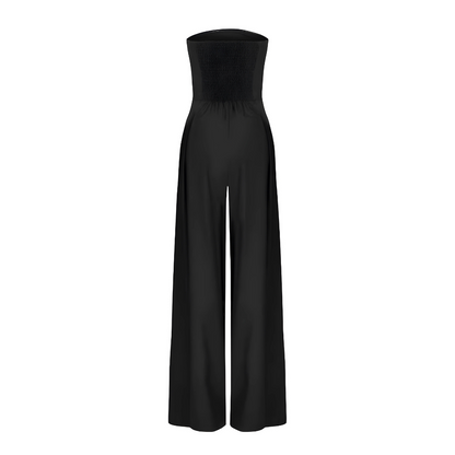 Elegant Strapless Wide Leg Jumpsuit with Pockets