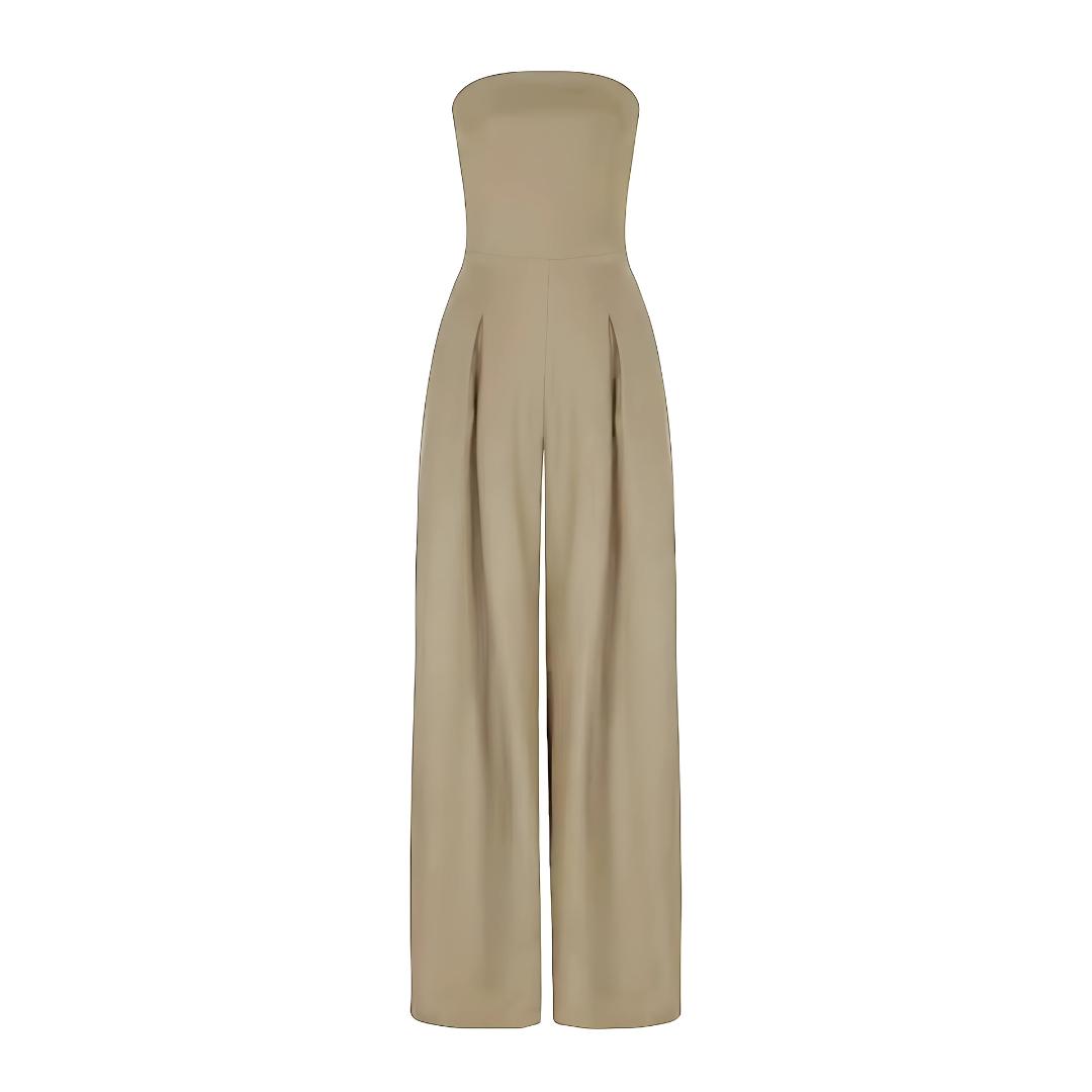 Elegant Strapless Wide Leg Jumpsuit with Pockets