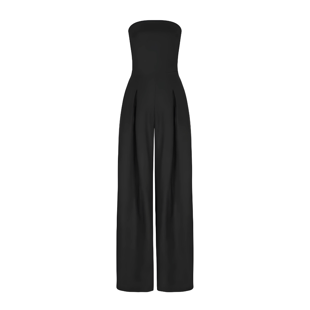 Elegant Strapless Wide Leg Jumpsuit with Pockets