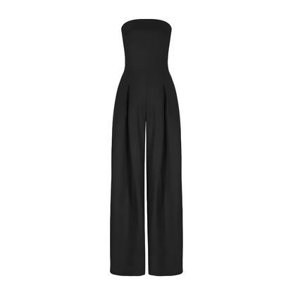 Elegant Strapless Wide Leg Jumpsuit with Pockets