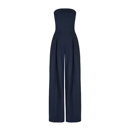 Elegant Strapless Wide Leg Jumpsuit with Pockets