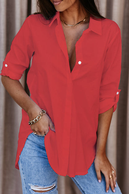 Women’s Oversized Button-Up Long Sleeve Shirt