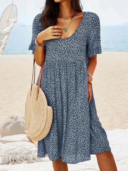 Women's Casual Ditsy Floral Flutter Sleeve Mini Dress