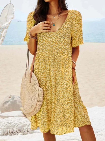 Women's Casual Ditsy Floral Flutter Sleeve Mini Dress