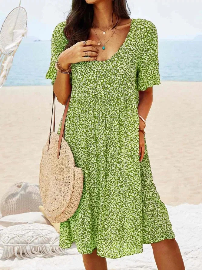 Women's Casual Ditsy Floral Flutter Sleeve Mini Dress