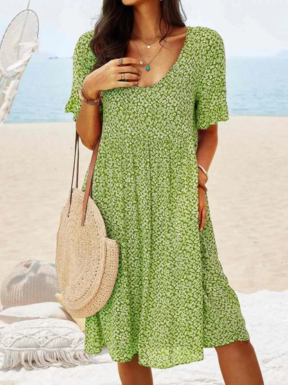 Women's Casual Ditsy Floral Flutter Sleeve Mini Dress