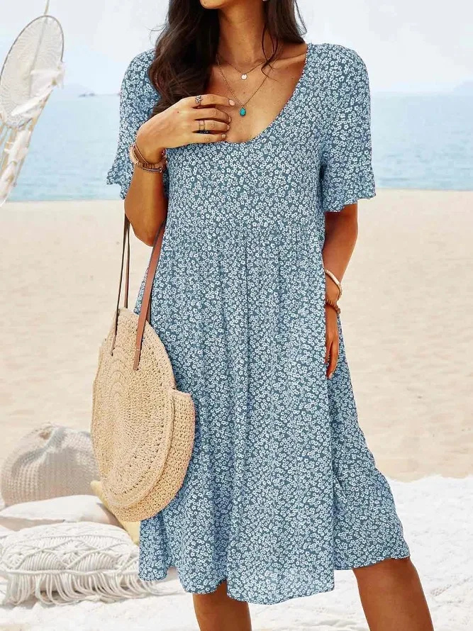 Women's Casual Ditsy Floral Flutter Sleeve Mini Dress