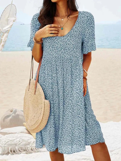 Women's Casual Ditsy Floral Flutter Sleeve Mini Dress