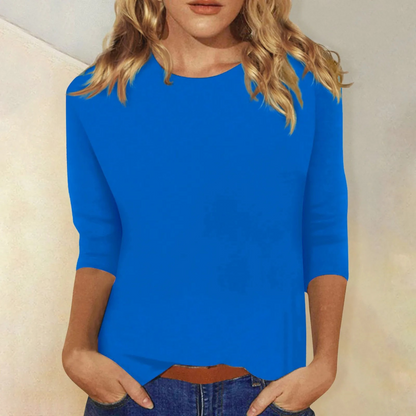 Women’s Casual Round Neck Top with 3/4 Sleeves