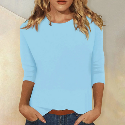 Women’s Casual Round Neck Top with 3/4 Sleeves