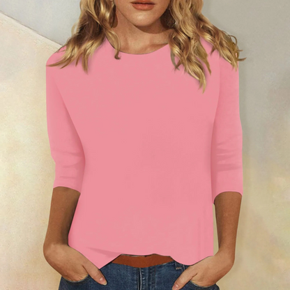 Women’s Casual Round Neck Top with 3/4 Sleeves