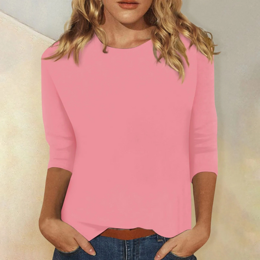 Women’s Casual Round Neck Top with 3/4 Sleeves