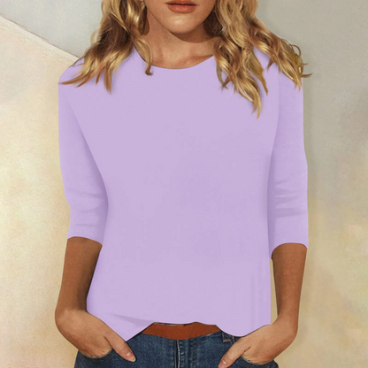 Women’s Casual Round Neck Top with 3/4 Sleeves